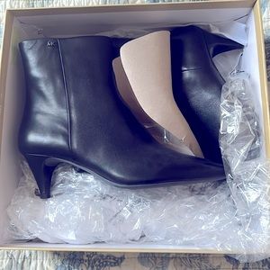 Never worn brand new Michael Kors leather kitten booties; 2.5” heel